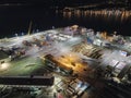 Aerial, Cargo Loading Dock, Night View Royalty Free Stock Photo