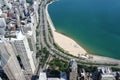 Aerial Chicago view, buildings, beaches and Lake Michigan Royalty Free Stock Photo