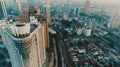 AERIAL. Cinematic style of Kuala Lumpur city from the drone. Yellow - blue color footage.