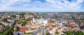 Szczecin - aerial city landscape. The Chrobry shafts, the theater and the panorama of the city.