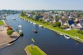 Aerial from the city Lemmer at the IJsselmeer in the Netherlands