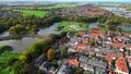 Aerial of the city of Naarden, The Netherlands and the Gooimeer lake