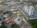 Aerial city scape of plaza in summer in Cuiaba Mato Grosso