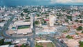 Aerial city scape in summer in central Cuiaba Mato Grosso