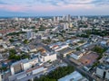 Aerial city scape at sunset in summer in Cuiaba Mato Grosso