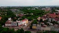 Aerial city scape of Weissensee lake during summer in Prenzlauerberg Berlin Germany