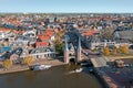 Aerial from the city Sneek with the Watergate in Friesland the Netherlands Royalty Free Stock Photo