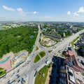 Aerial city view. Urban landscape. Copter shot. Panoramic image. Royalty Free Stock Photo