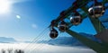 Aerial city view of Grenoble with cable car, France Royalty Free Stock Photo