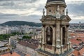 Aerial city view from Saint Stephen`s Basilica in Budapest, Hungary Royalty Free Stock Photo