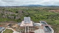 Aerial city view of Ten Commandments Monument in Jos, Nigeria from high above