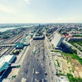 Aerial city view. Urban landscape. Copter shot. Panoramic image. Royalty Free Stock Photo