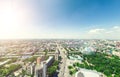 Aerial city view. Urban landscape. Copter shot. Panoramic image. Royalty Free Stock Photo