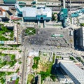 Aerial city view. Urban landscape. Copter shot. Panoramic image. Royalty Free Stock Photo