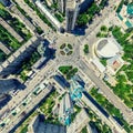 Aerial city view. Urban landscape. Copter shot. Panoramic image. Royalty Free Stock Photo