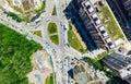 Aerial city view. Urban landscape. Copter shot. Panoramic image. Royalty Free Stock Photo