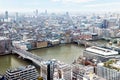 Aerial cityscape view with bridge above river Thames in London Royalty Free Stock Photo