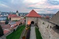 aerial cityscape of Eger Hungary from the castle with castle detail