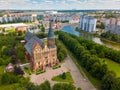 Aerial cityscape of Kant Island in Kaliningrad, Russia