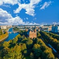 Aerial cityscape of Kant Island in Kaliningrad, Russia