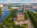 Aerial cityscape of Kant Island in Kaliningrad, Russia