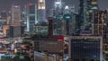 Aerial cityscape of Singapore downtown of modern architecture with skyscrapers night timelapse