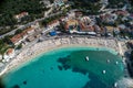 Aerial cityscape view of the coastal city of Parga, Greece during the Summer Royalty Free Stock Photo