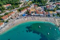 Aerial cityscape view of the coastal city of Parga, Greece during the Summer Royalty Free Stock Photo