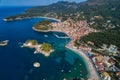 Aerial cityscape view of the coastal city of Parga, Greece during the Summer Royalty Free Stock Photo