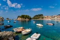 Aerial cityscape view of the coastal city of Parga, Greece during the Summer Royalty Free Stock Photo