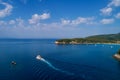 Aerial cityscape view of the coastal city of Parga, Greece during the Summer Royalty Free Stock Photo