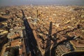 Aerial cityscape view from `Due torri` or two towers, Bologna