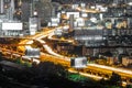 Aerial cityscape view of expressway or tollway at night Royalty Free Stock Photo