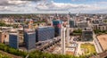 Aerial cityscape view of large construction site in Leeds city centre Royalty Free Stock Photo