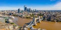 Aerial cityscape view of London and Tower Bridge over River Thames in England, United Kingdom Royalty Free Stock Photo