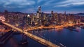 Aerial Cityscape view of San Francisco and the Bay Bridge at Night Royalty Free Stock Photo