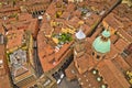 Aerial cityscape view from two towers, Bologna, Italy