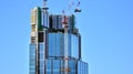 Aerial cityscape of Warsaw city from viewing tarrace located on the 30th floorof Palace of Culture and Science.  Varso Tower cons Royalty Free Stock Photo