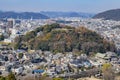 Aerial cityscape from the white Heron castle - Himeji