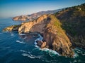 Aerial of cliffs in Acapulco skyline surrounded by the beach and the sea Royalty Free Stock Photo