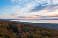 Aerial close up view about the freshly renovated lookout tower at Revfulop. Lake Balaton at the bakcground.