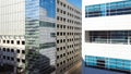 Aerial close up view of skyscrapers office building with glass windows reflection in downtown Oklahoma City, America Royalty Free Stock Photo