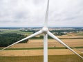 Aerial close-up of windmill turbine