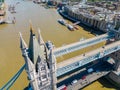 Aerial closeup of Tower Bridge London River Thames Royalty Free Stock Photo