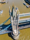 Aerial closeup of Tower Bridge London River Thames Royalty Free Stock Photo