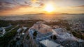 Aerial sunrise view of the Parthenon Temple at the Acropolis of Athens Royalty Free Stock Photo