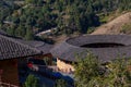 Aerial closeup view of Tulou, the unique dwellings of Hakka in Fujian, China Royalty Free Stock Photo