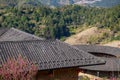 Aerial closeup view of Tulou, the unique dwellings of Hakka in Fujian, China Royalty Free Stock Photo