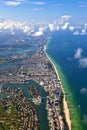 Aerial of coastline Miami
