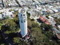 Aerial Coit Tower and Telegraph Hill neighborhood in San Francis Royalty Free Stock Photo